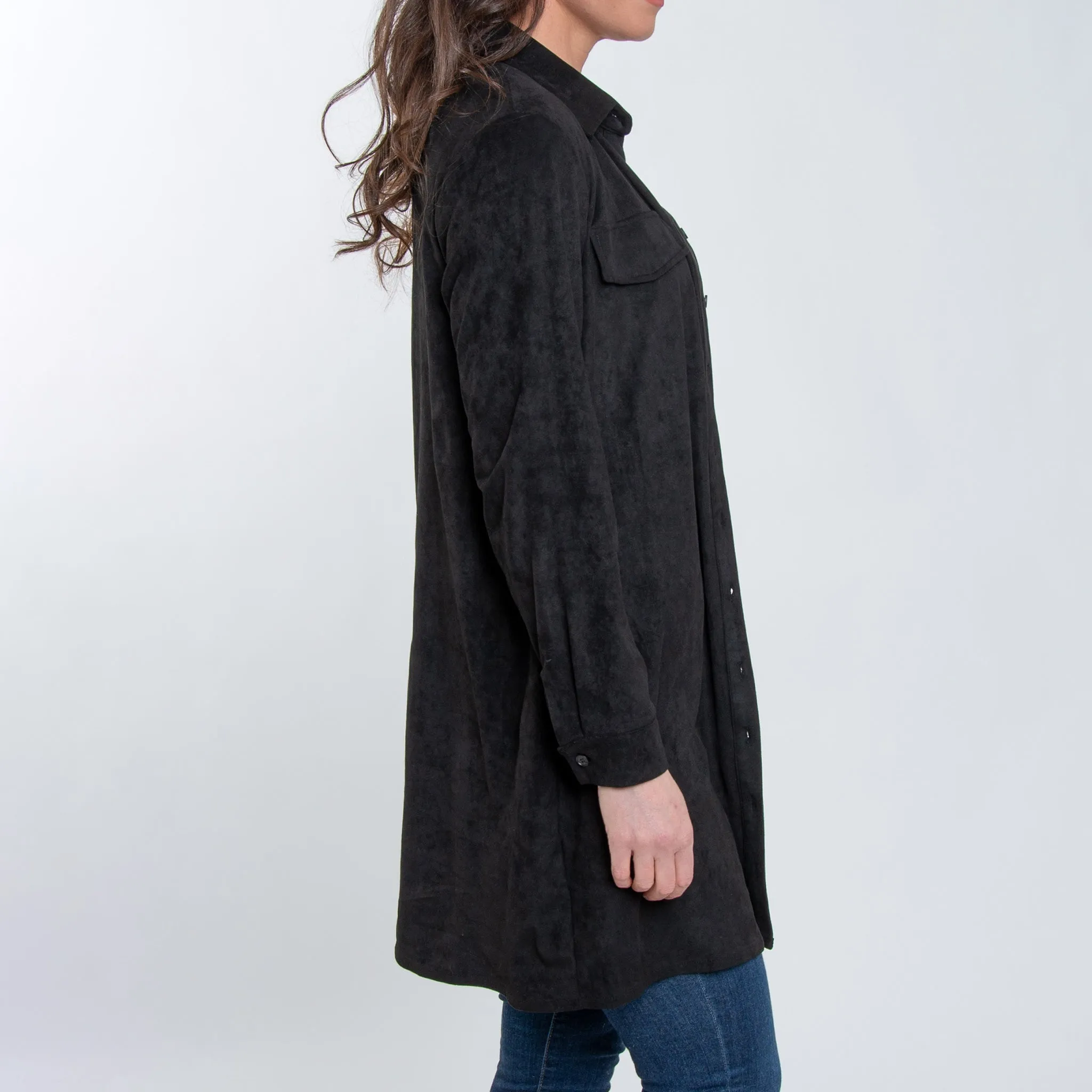 Shiloh Stretch Suede Shirt Dress