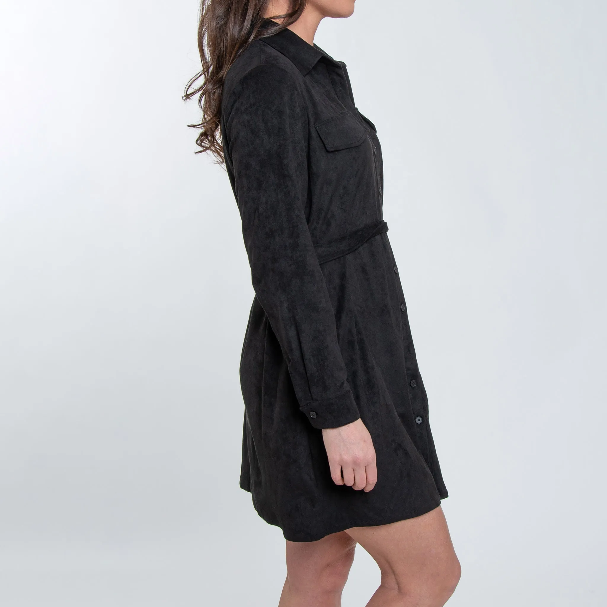 Shiloh Stretch Suede Shirt Dress