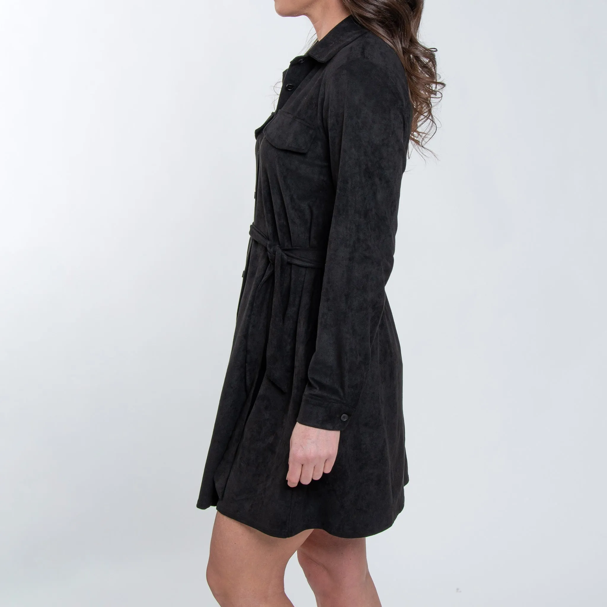 Shiloh Stretch Suede Shirt Dress