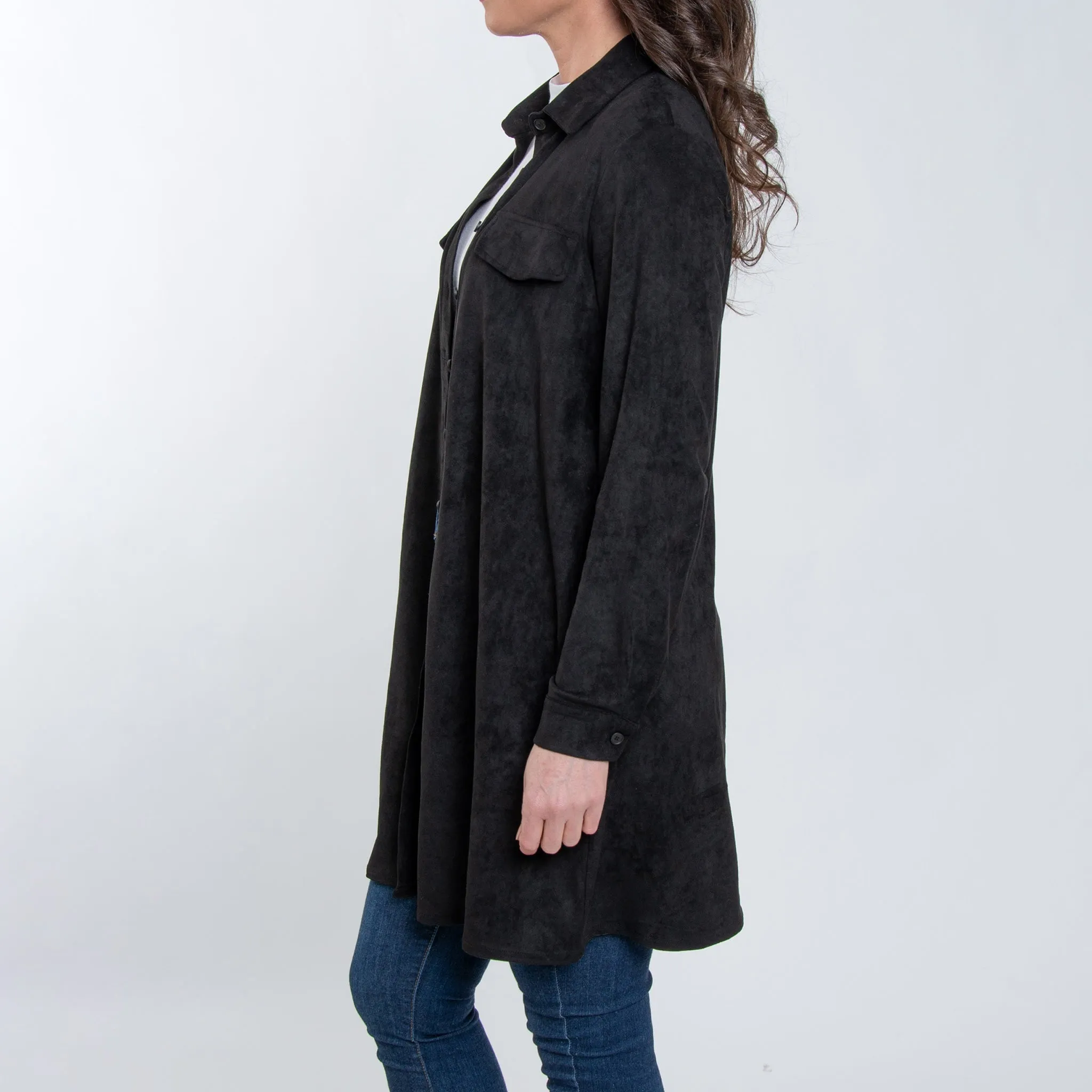 Shiloh Stretch Suede Shirt Dress