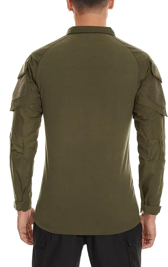 Shirt 1/4 Zip with PoMen's Tactical Shirt Long Sleeve Combatckets Military Army Paintball Airsoft Breathable
