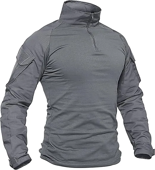 Shirt 1/4 Zip with PoMen's Tactical Shirt Long Sleeve Combatckets Military Army Paintball Airsoft Breathable