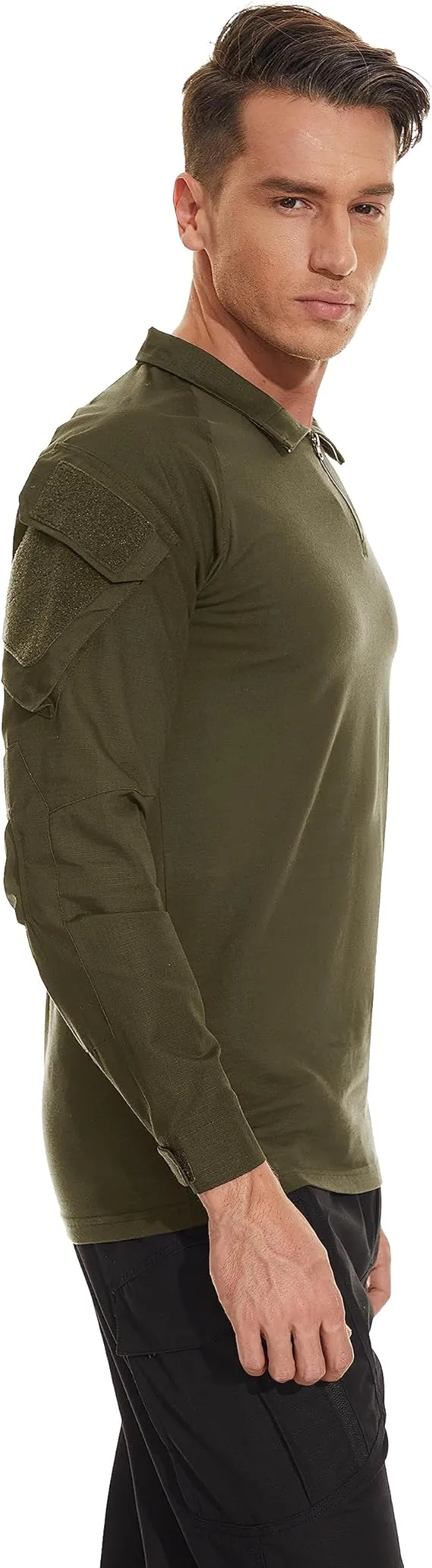 Shirt 1/4 Zip with PoMen's Tactical Shirt Long Sleeve Combatckets Military Army Paintball Airsoft Breathable