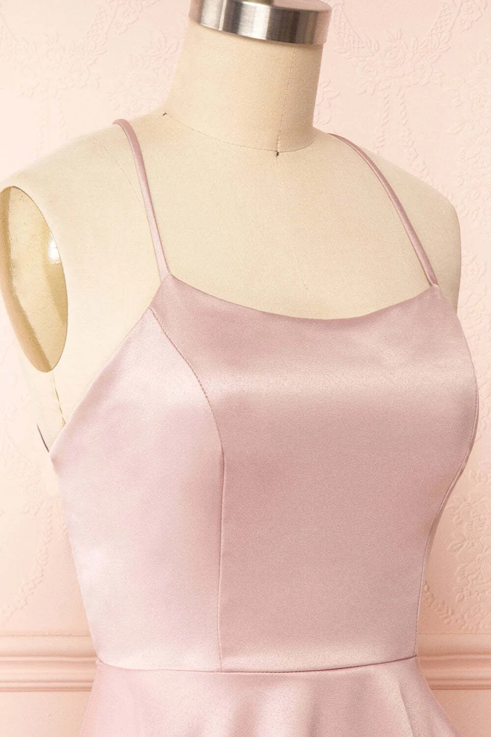 Simple Pink Straps A-line Short Party Dress with Lace Up Back