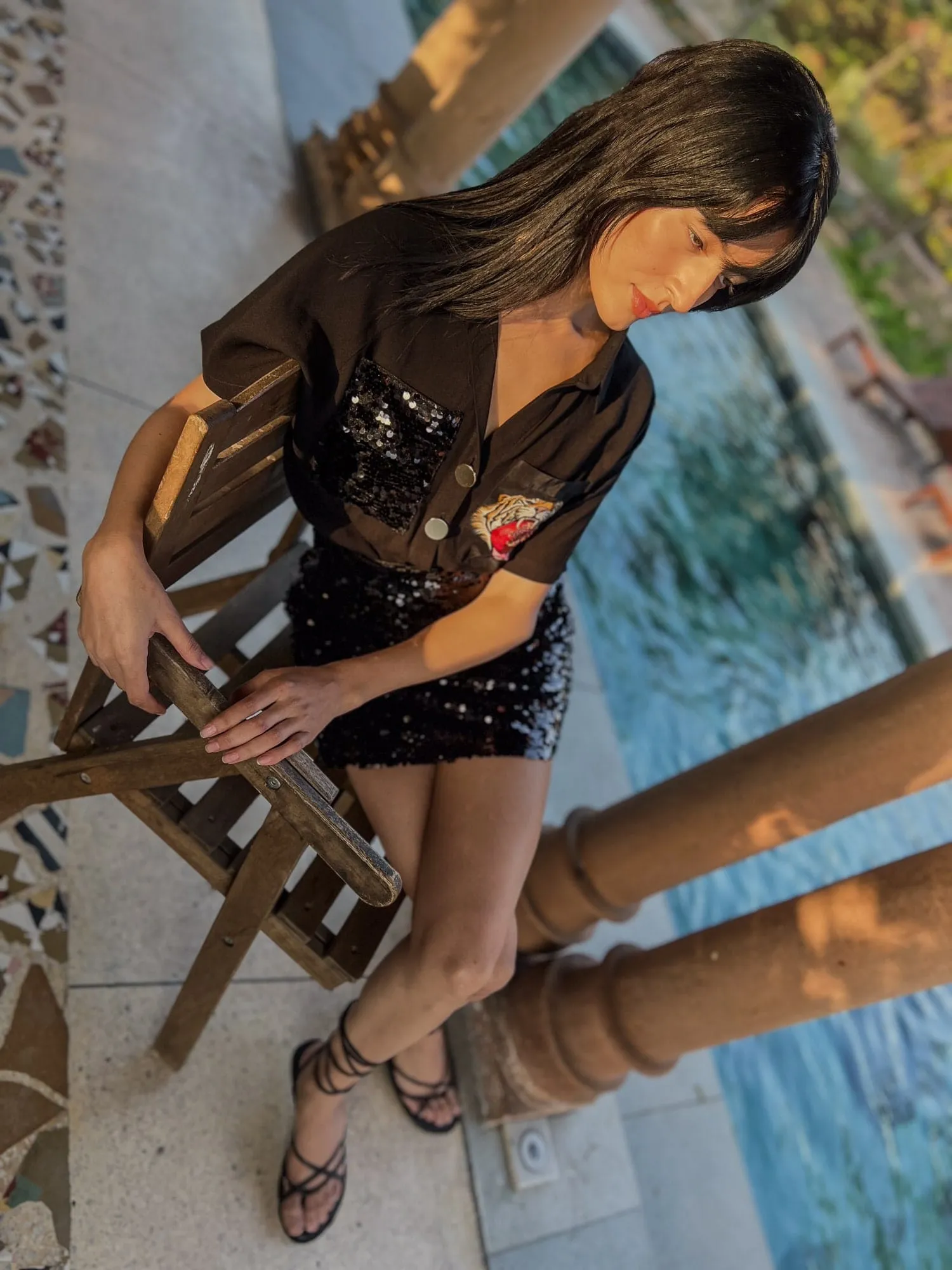 Skirt - Black Sequin