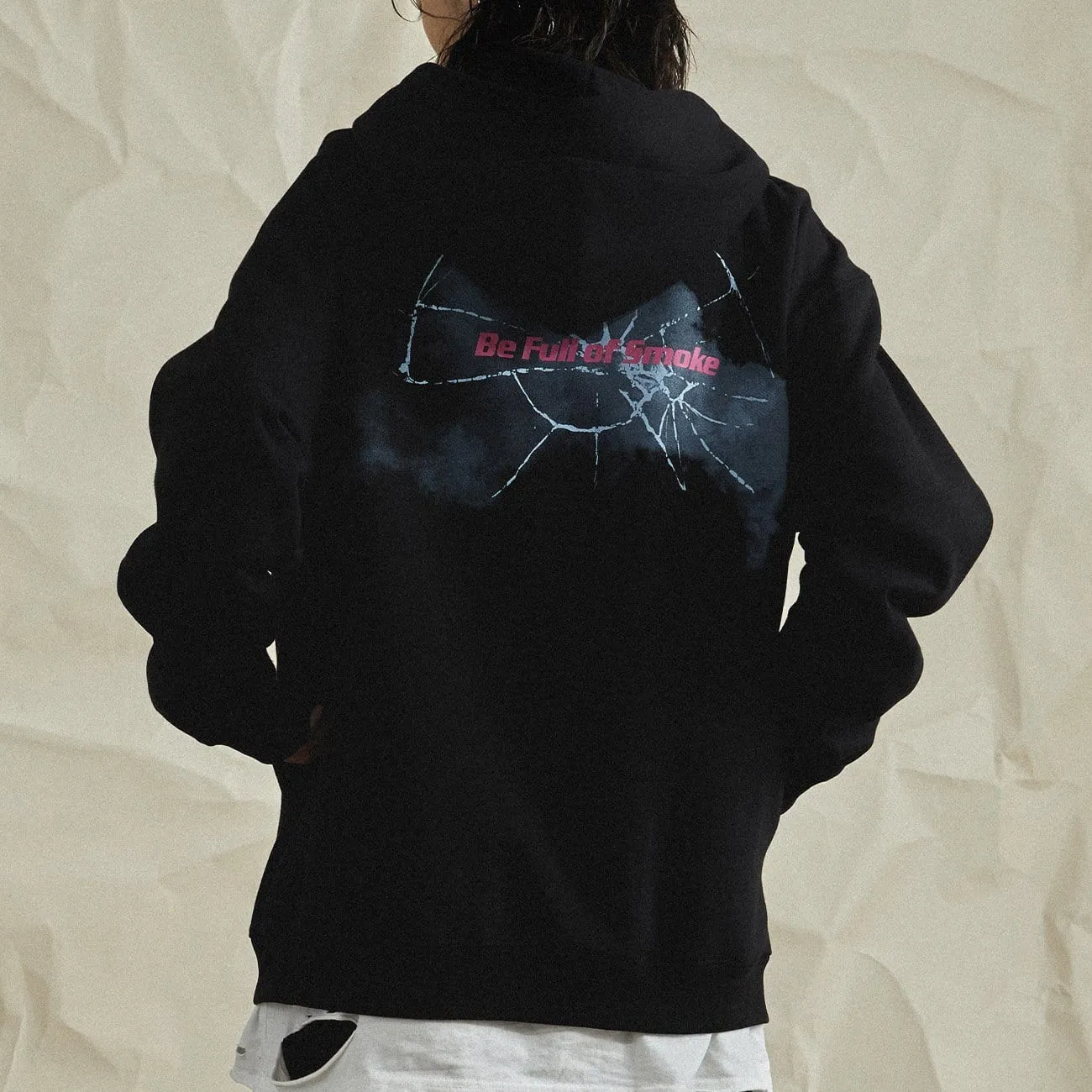 Smash Clouds Print Zip Up Hoodie