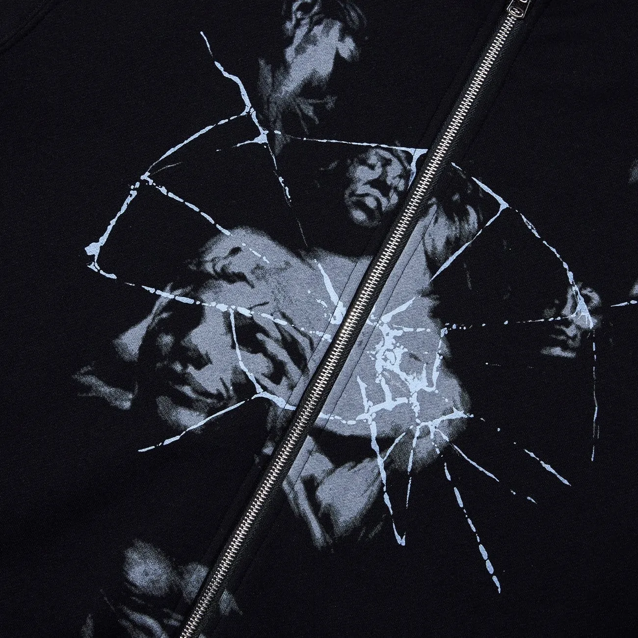 Smash Clouds Print Zip Up Hoodie