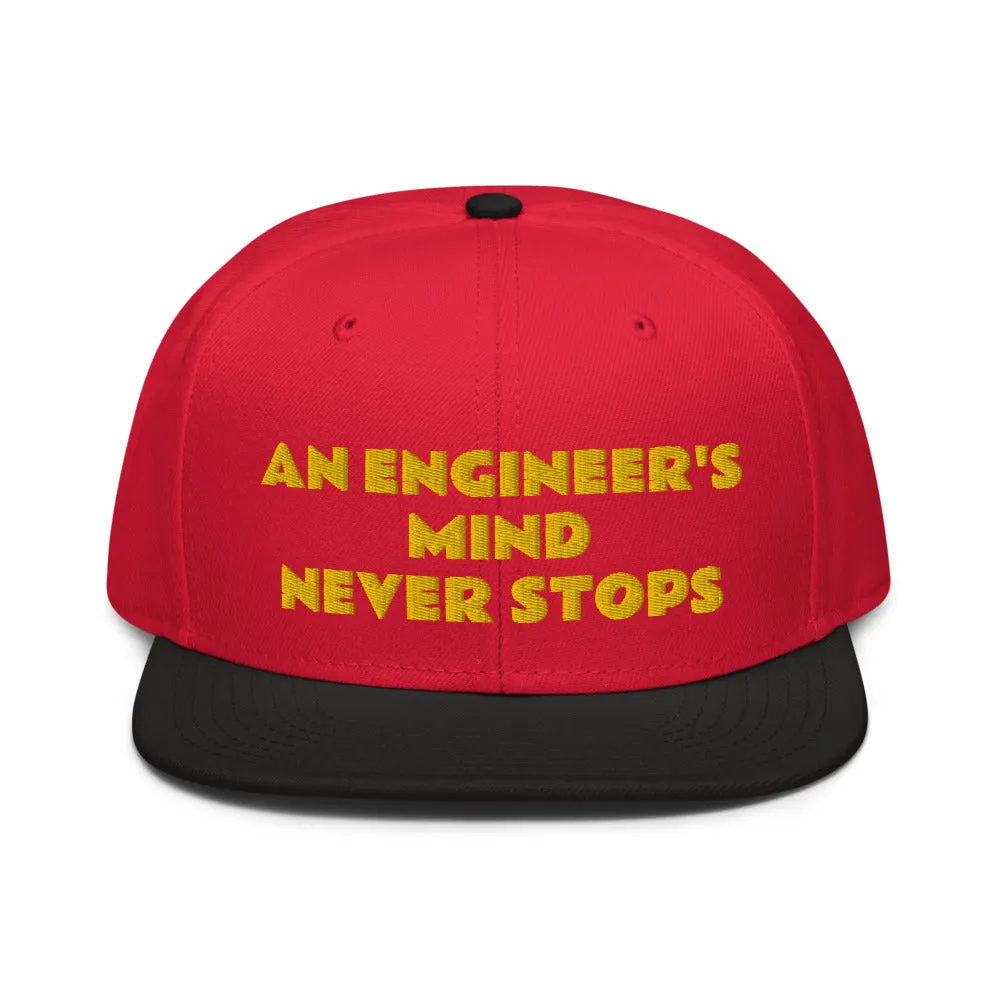 Snapback Hat "1052-0071 An Engineer's Mind Never Stops (Yellow Logo)"