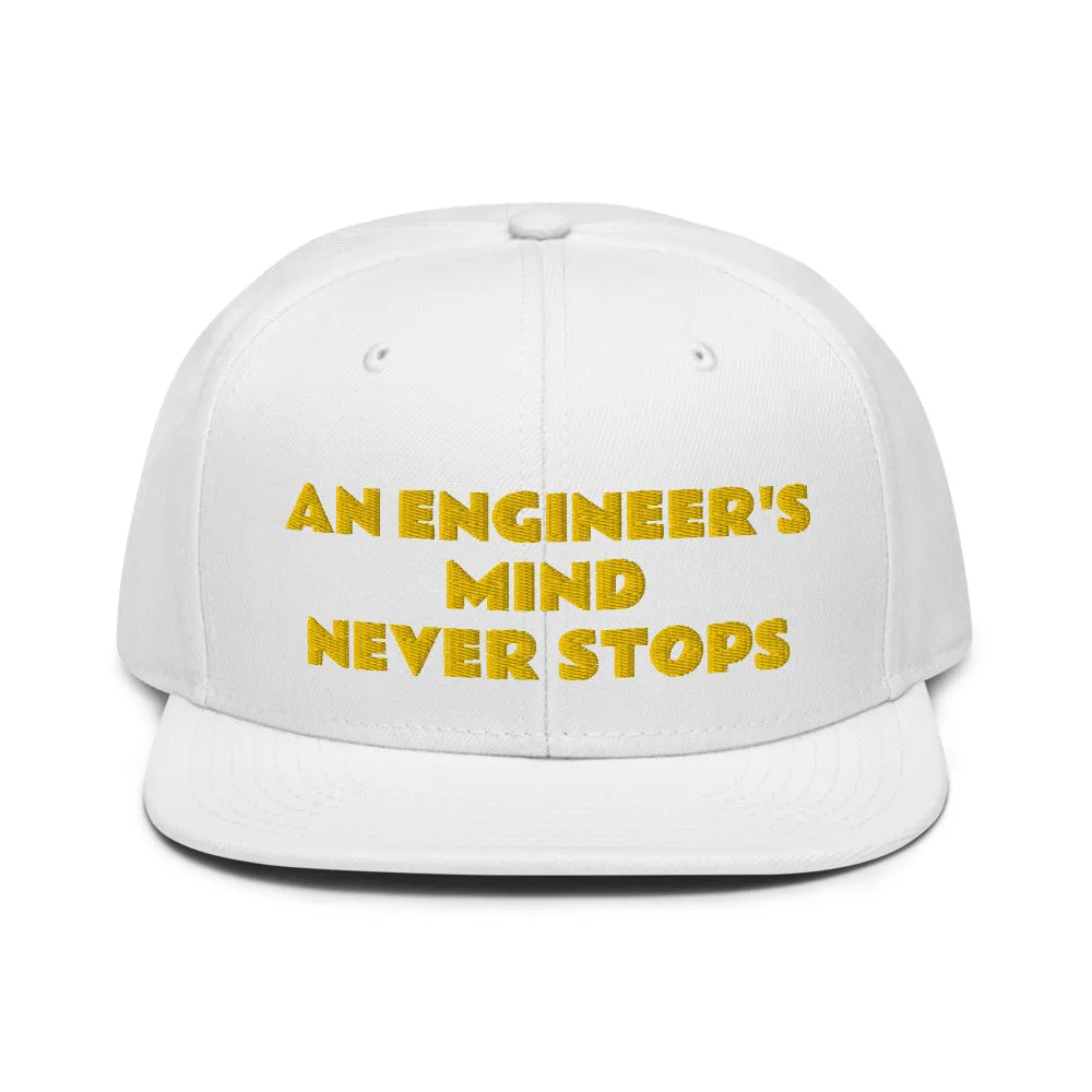 Snapback Hat "1052-0071 An Engineer's Mind Never Stops (Yellow Logo)"