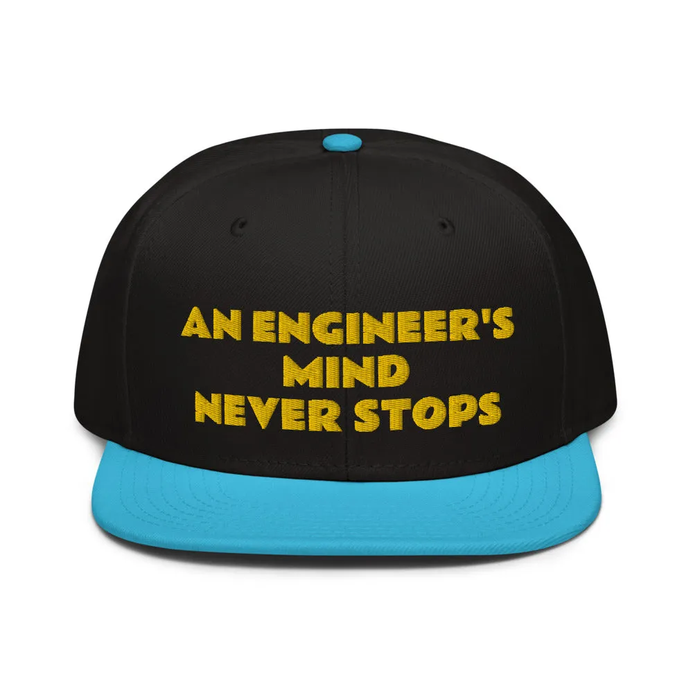 Snapback Hat "1052-0071 An Engineer's Mind Never Stops (Yellow Logo)"