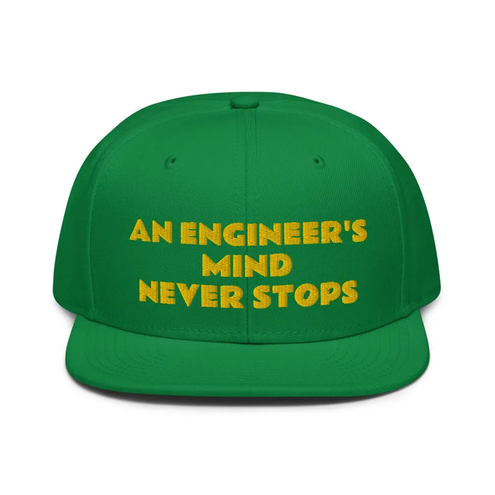 Snapback Hat "1052-0071 An Engineer's Mind Never Stops (Yellow Logo)"