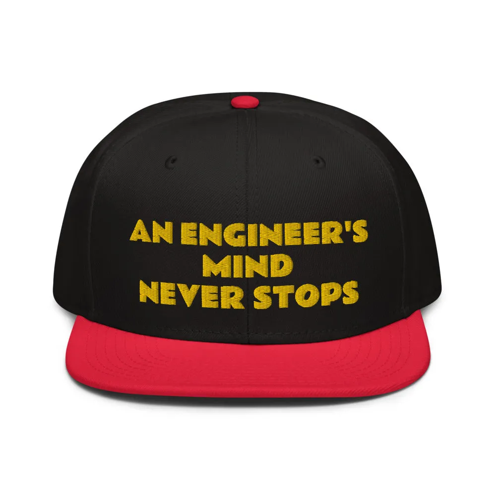 Snapback Hat "1052-0071 An Engineer's Mind Never Stops (Yellow Logo)"