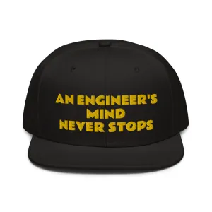 Snapback Hat "1052-0071 An Engineer's Mind Never Stops (Yellow Logo)"