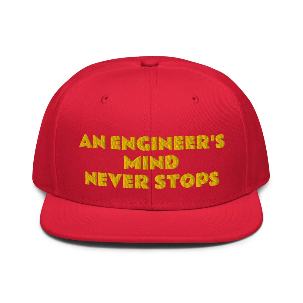 Snapback Hat "1052-0071 An Engineer's Mind Never Stops (Yellow Logo)"