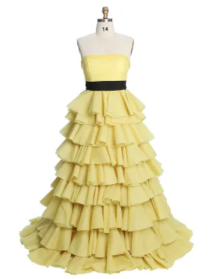 Soft Organza Tiered Colorful Wedding Dresses Floor Length YEWEN YW230426-1