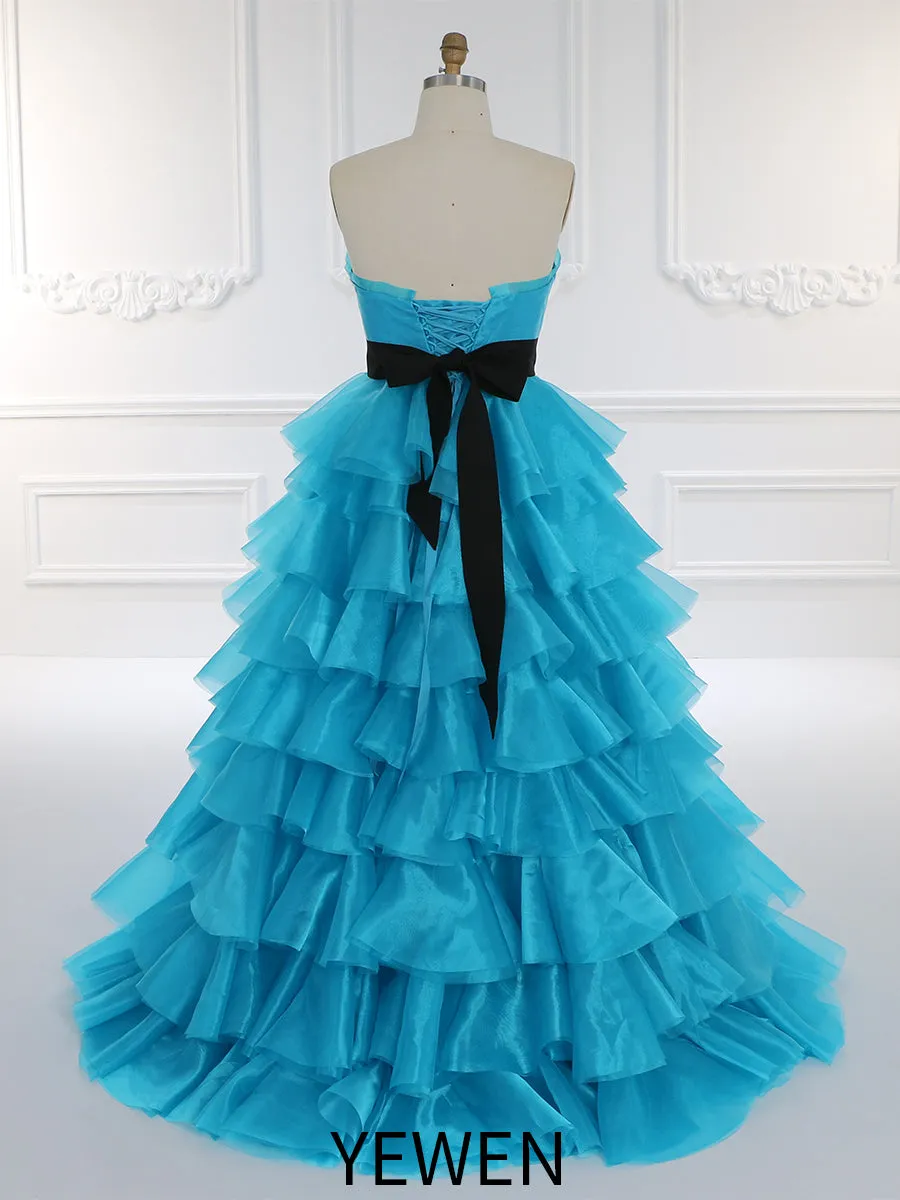 Soft Organza Tiered Colorful Wedding Dresses Floor Length YEWEN YW230426-1