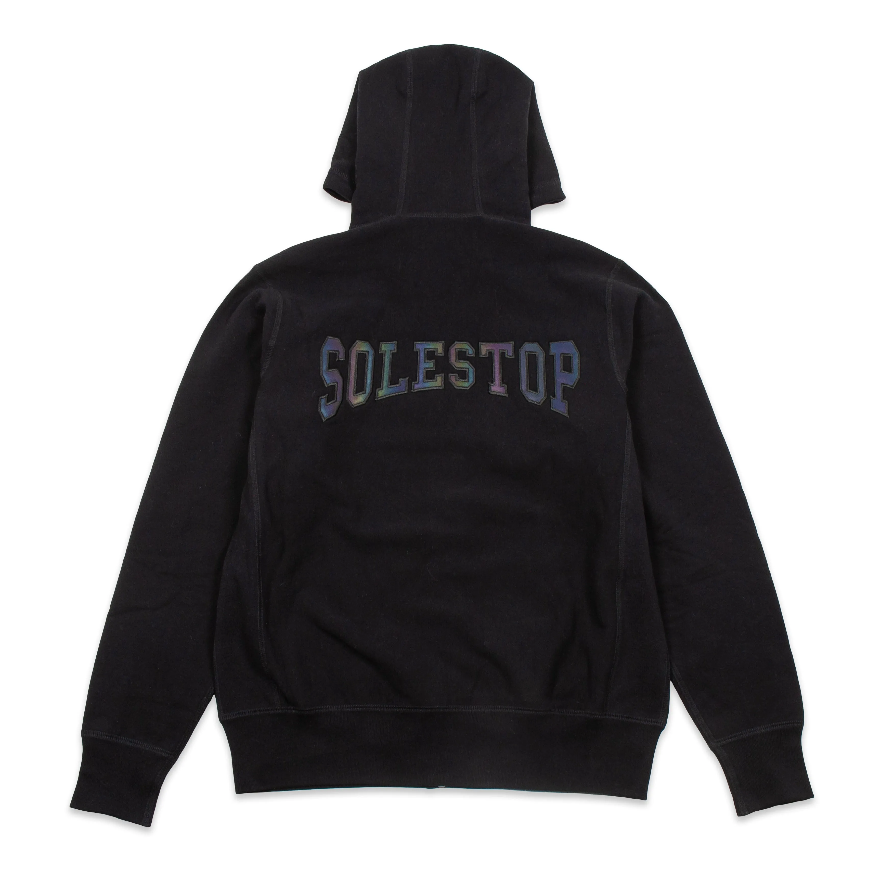Solestop Men Zip Hooded Sweatshirt Black Iridescent Reflective