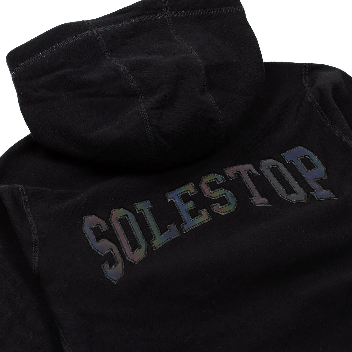 Solestop Men Zip Hooded Sweatshirt Black Iridescent Reflective