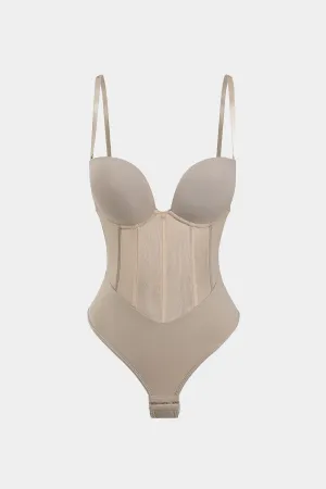 Solid Color Y2k Mesh Patchwork Corset Bustier Slip Body 