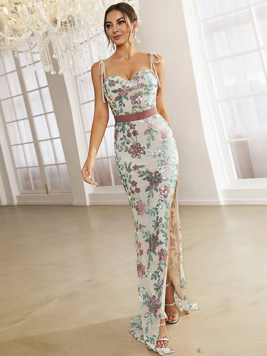 Spaghetti Strap Backless Print Maxi Sleeveless Dress XJ1480