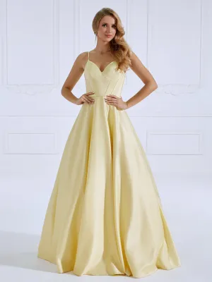 Spaghetti Strap V-Neck Long Dress Simple Style Ball Gown #17052