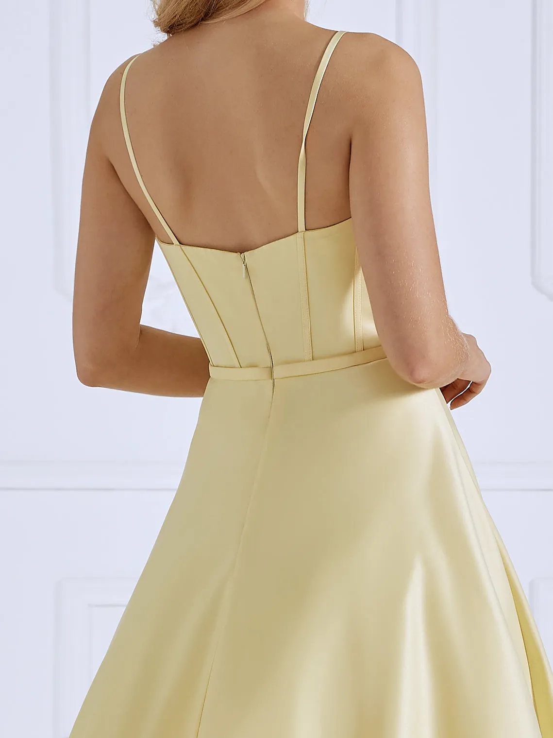 Spaghetti Strap V-Neck Long Dress Simple Style Ball Gown #17052