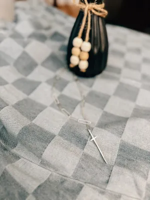 SS Paperclip Chain Cross Necklace