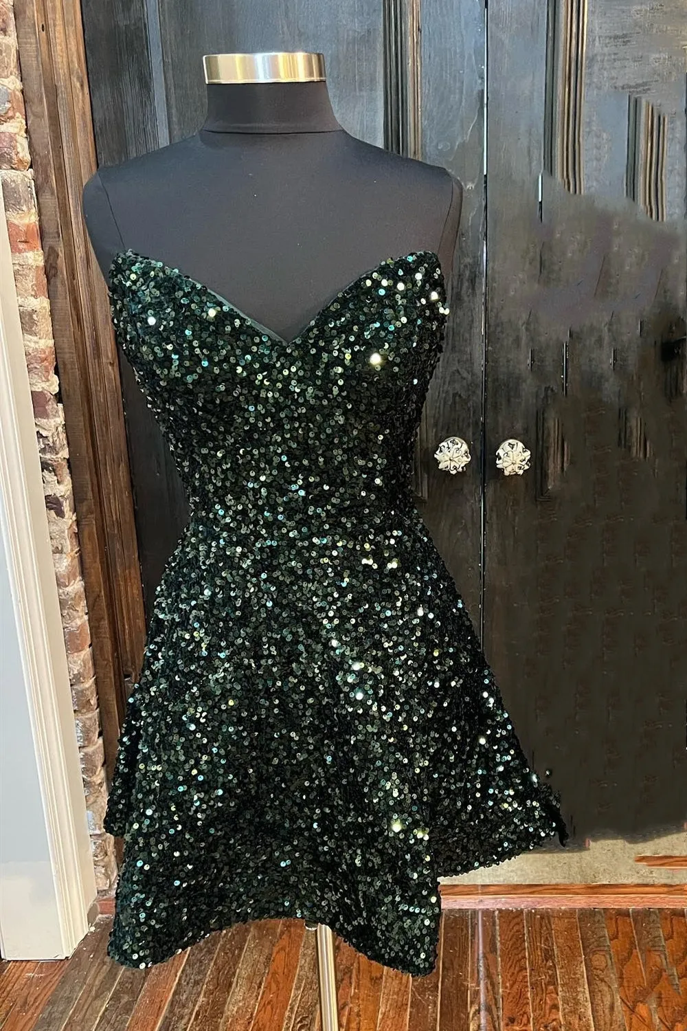 Strapless Royal Blue Sequin A-line Short Homecoming Dress