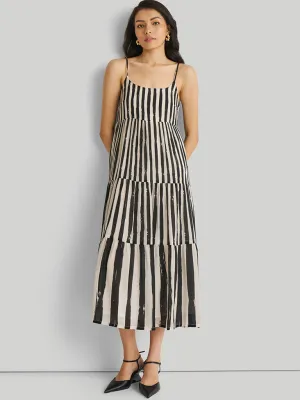 Strappy Black Tiered Maxi Dress