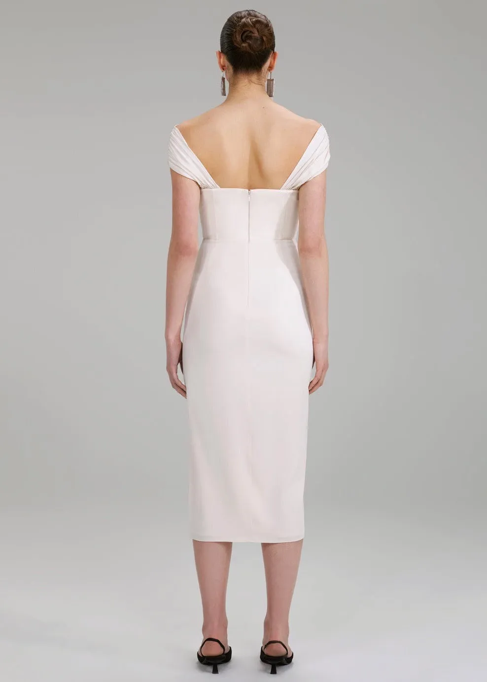 Stretch Crepe Midi Dress (Ivory)