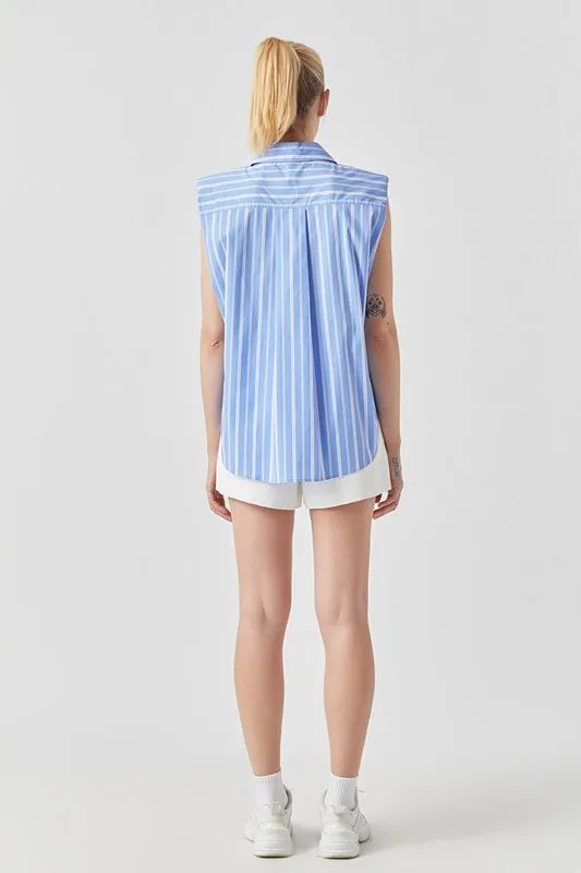 Stripe Power Shoulder Shirt