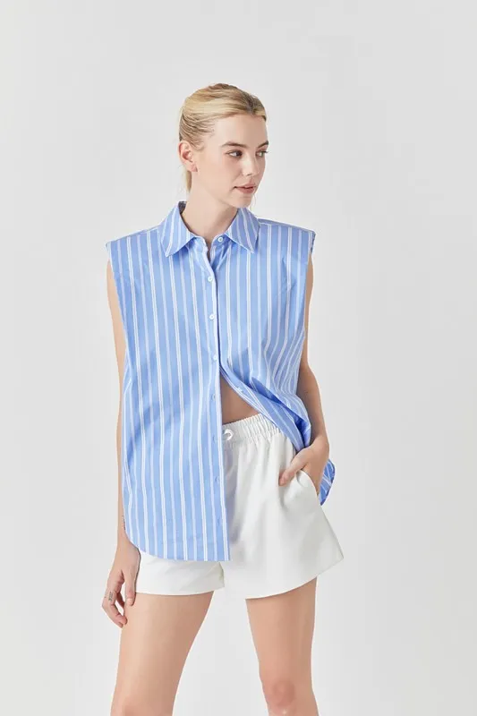 Stripe Power Shoulder Shirt