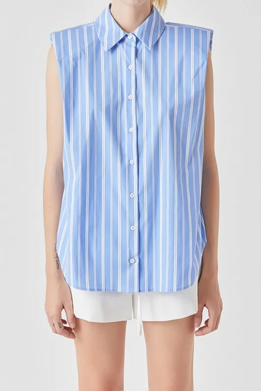 Stripe Power Shoulder Shirt