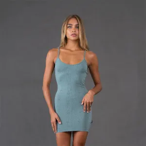 SYNERGIC Sky Blue Strappy Mini Dress