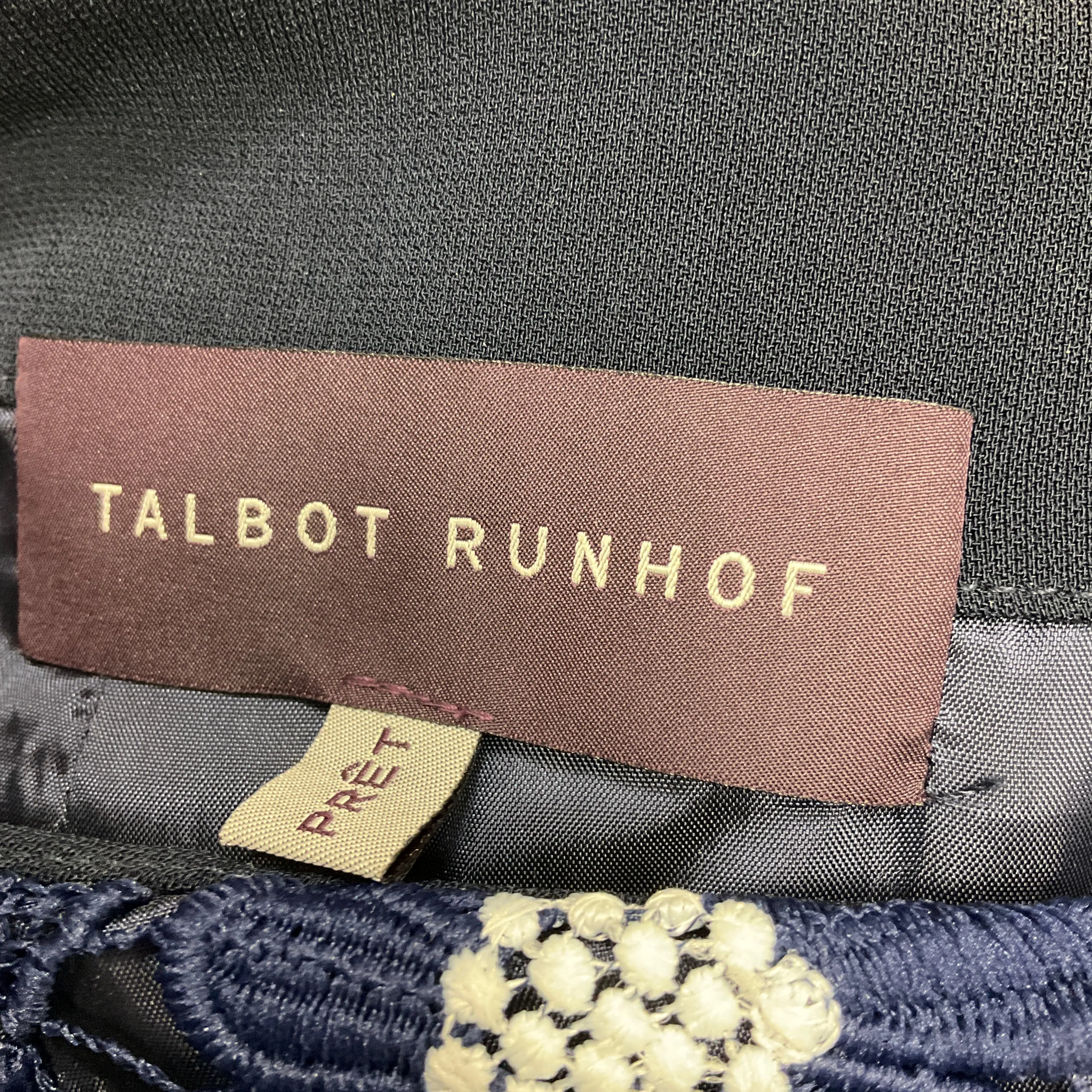 Talbot Runhof Navy Blue / White Embroidered Lace Cocktail Dress