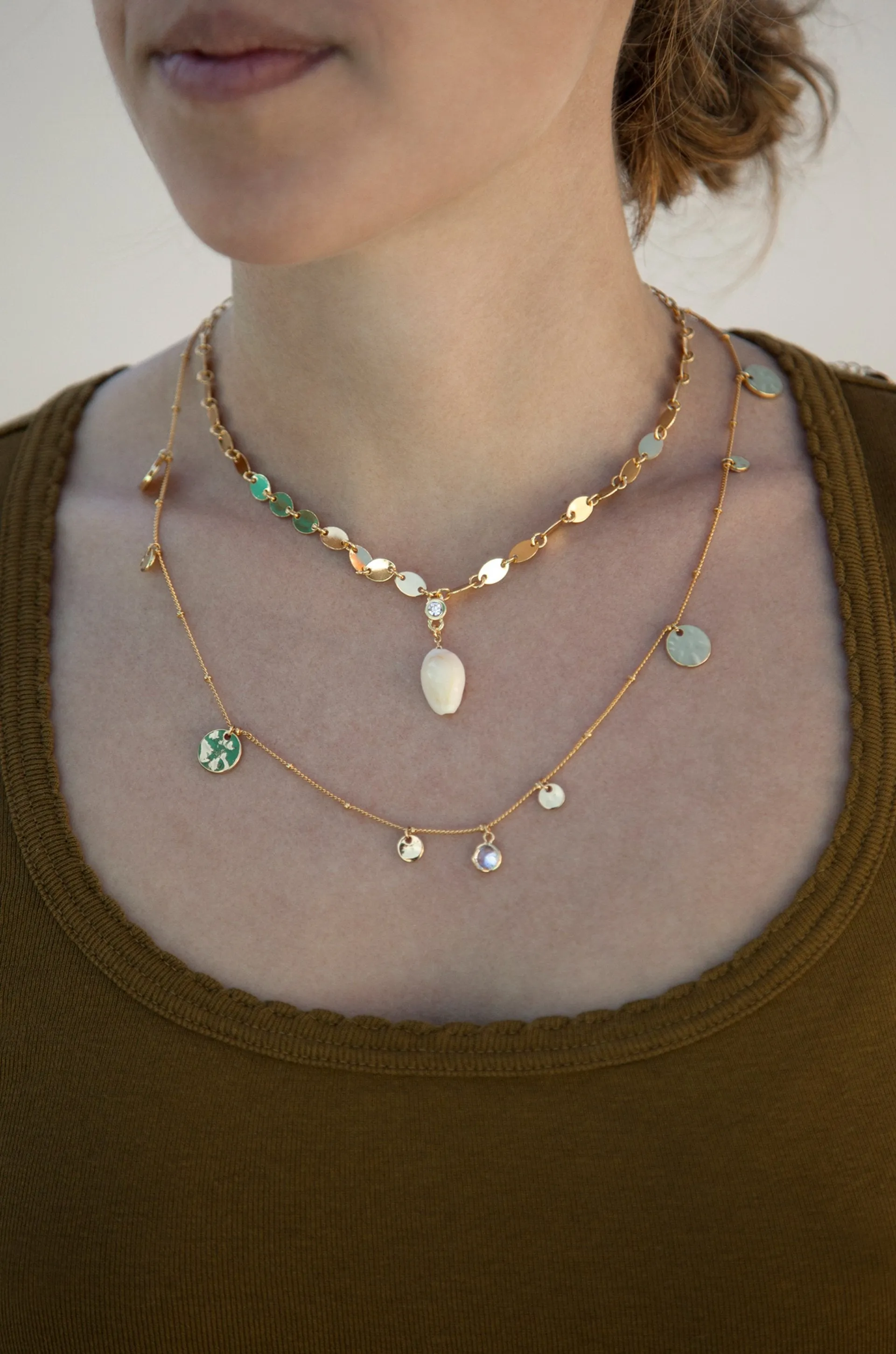 The Pier Layered Shell 18k Gold Plated Necklace