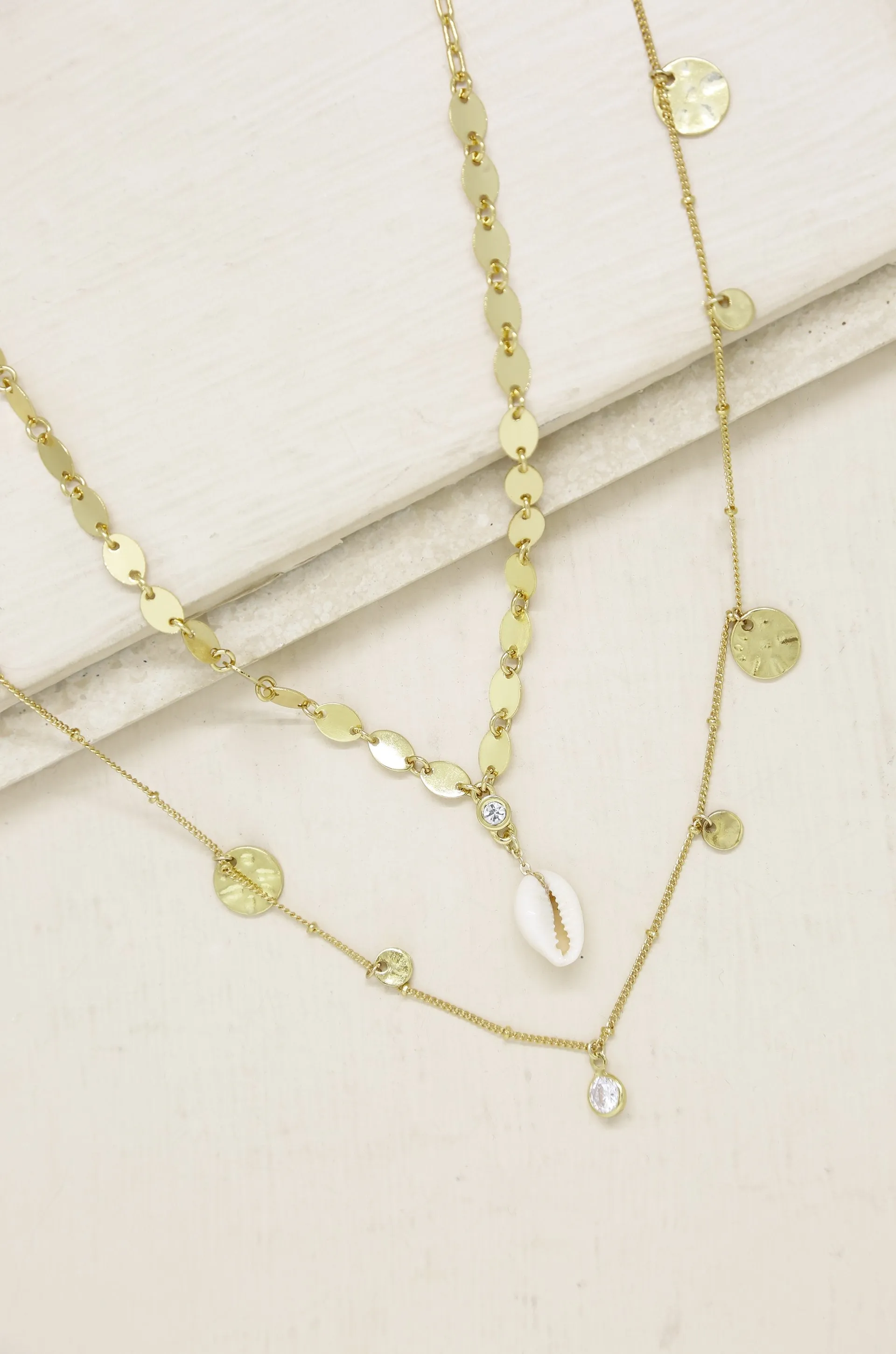 The Pier Layered Shell 18k Gold Plated Necklace