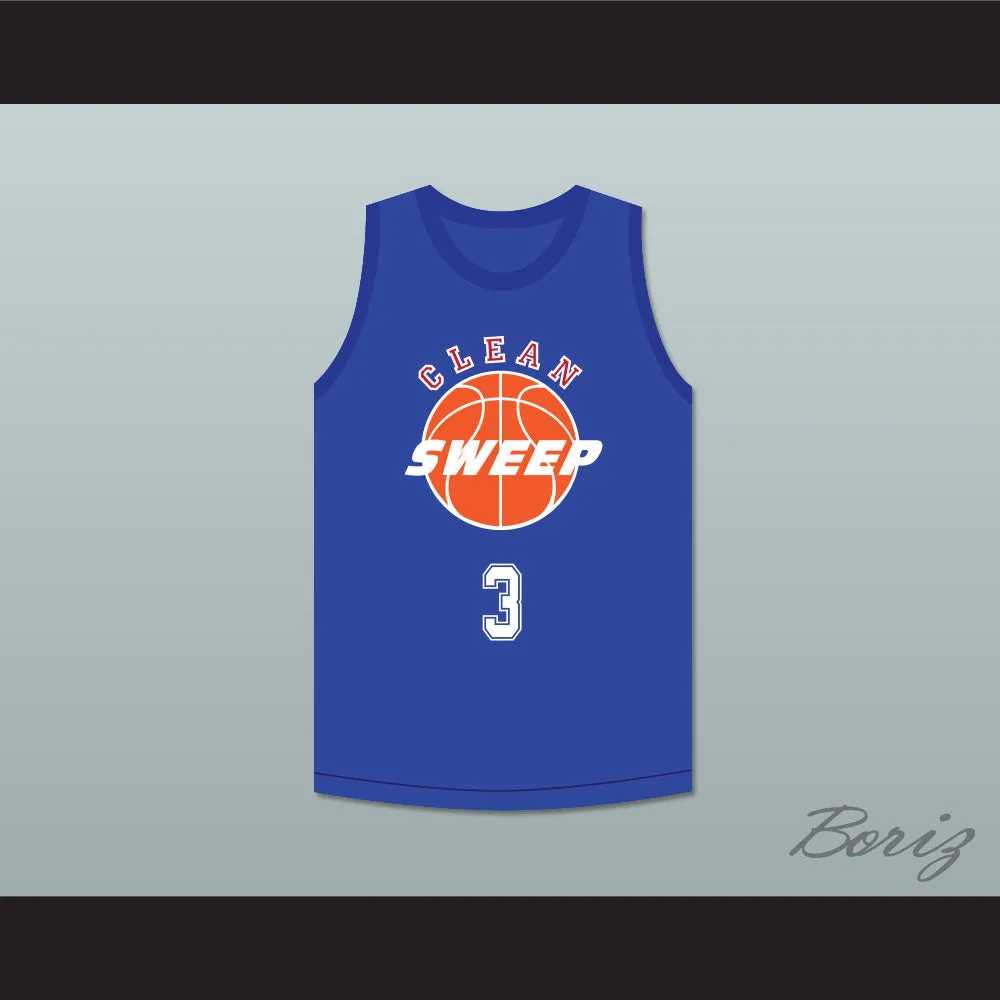 Tommy T. 3 Clean Sweep Blue Basketball Jersey Slam Dunk Ernest