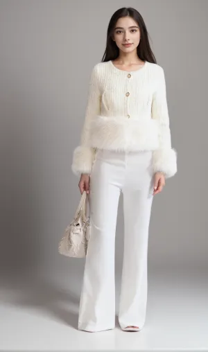 Tweed Jacket withFaux Fur Accents
