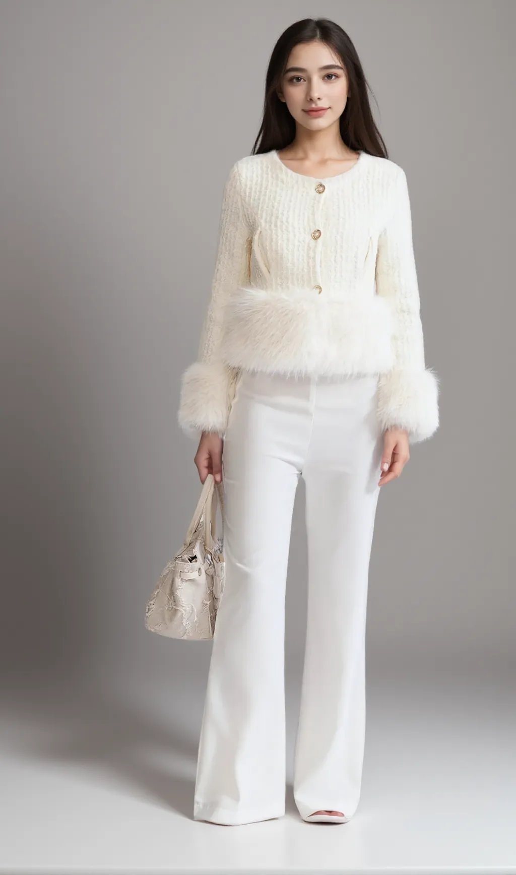 Tweed Jacket withFaux Fur Accents