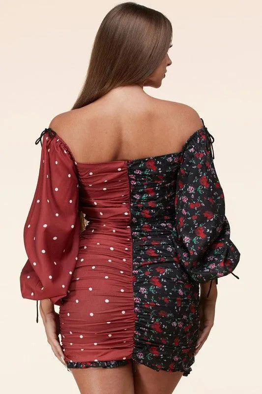 Two print mini dress