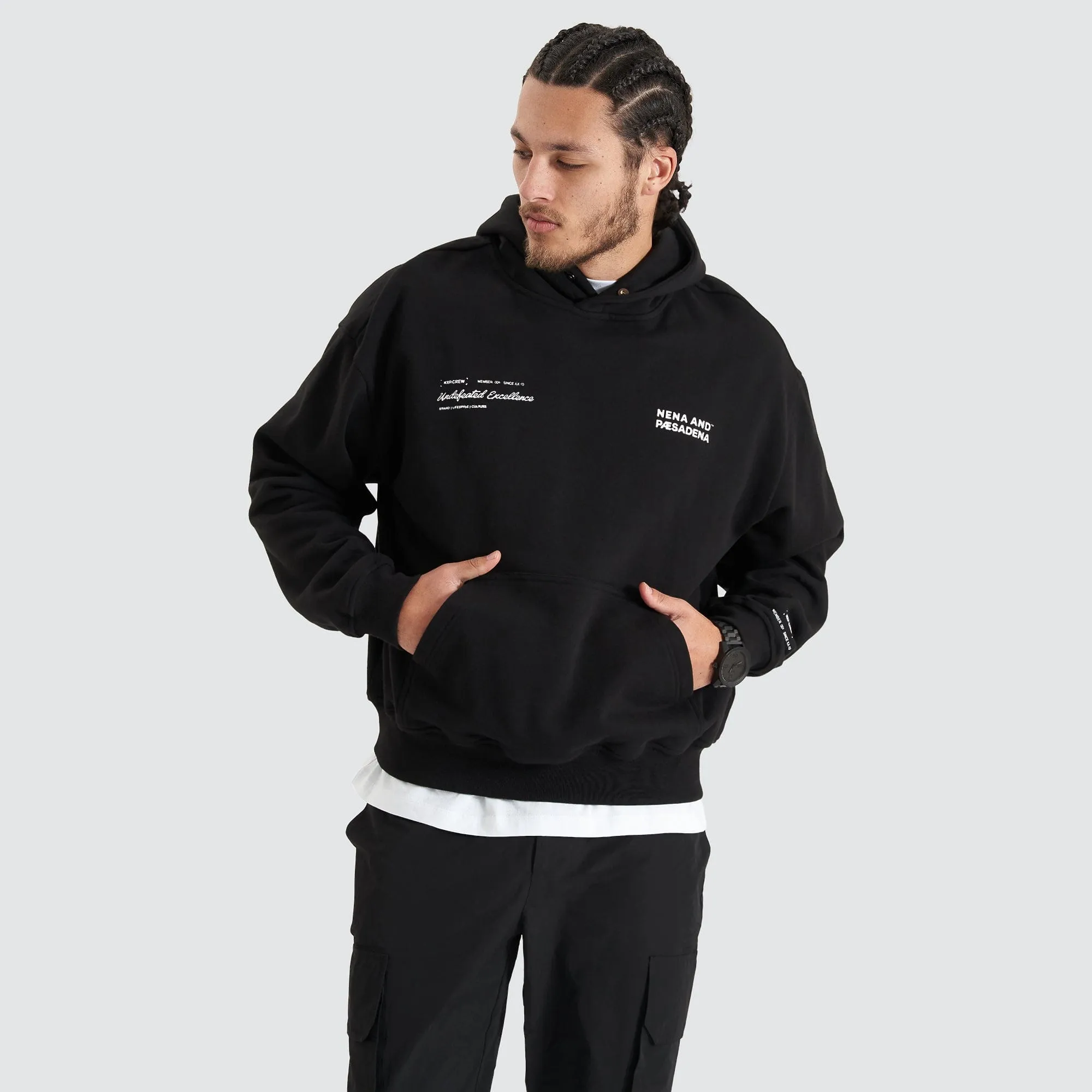 Umpire Heavy Box Fit Hooded Sweater Jet Black
