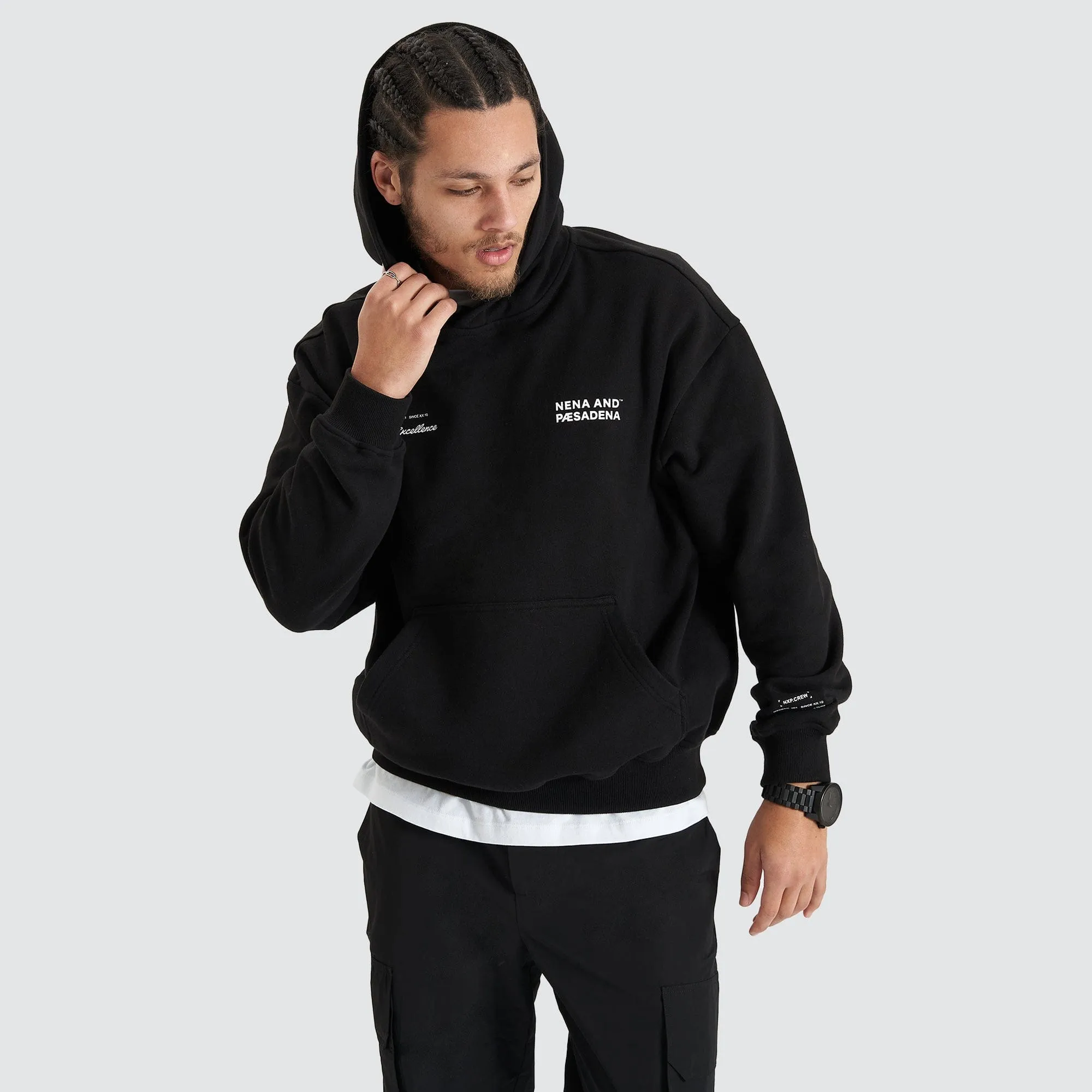 Umpire Heavy Box Fit Hooded Sweater Jet Black