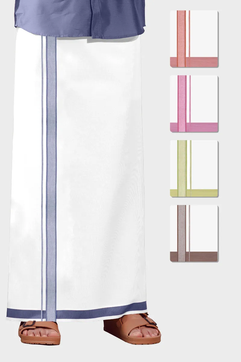 Unique Navya - Brown Smooth Cotton Double Layered Dhoti With Fancy Borders | Uathayam