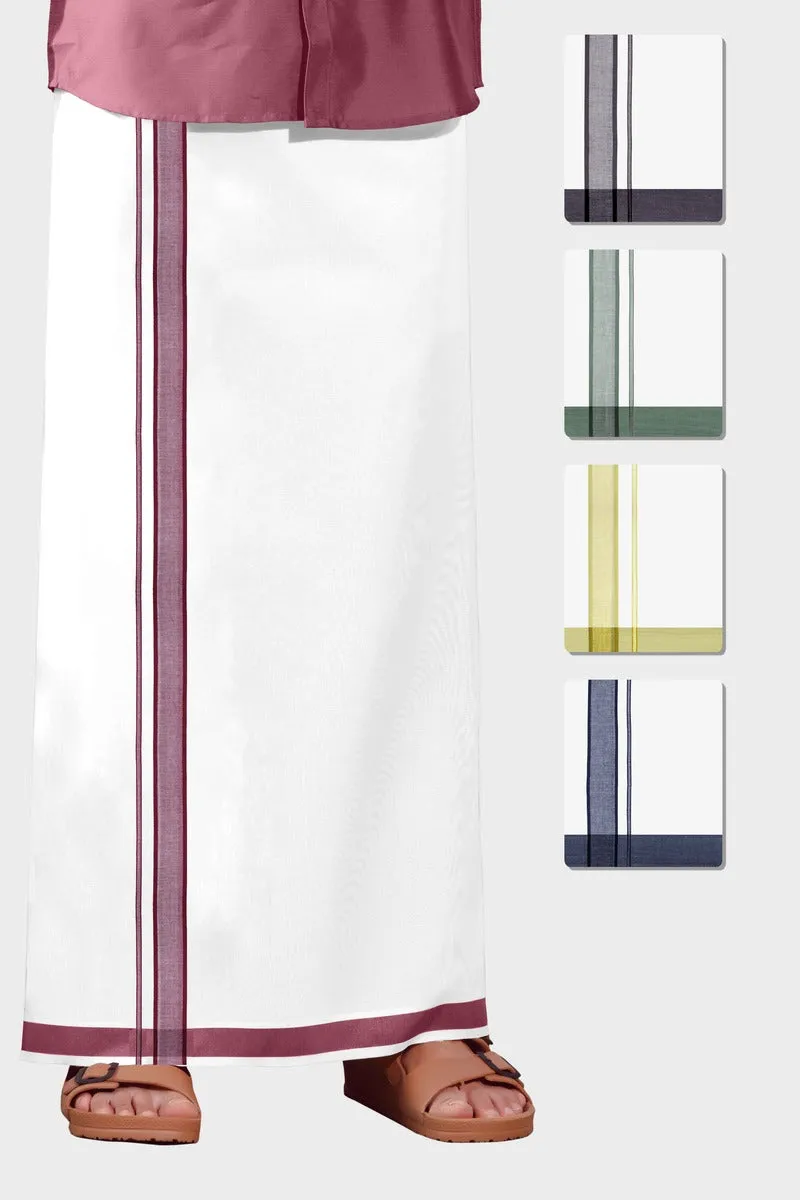 Unique Navya - Brown Smooth Cotton Double Layered Dhoti With Fancy Borders | Uathayam
