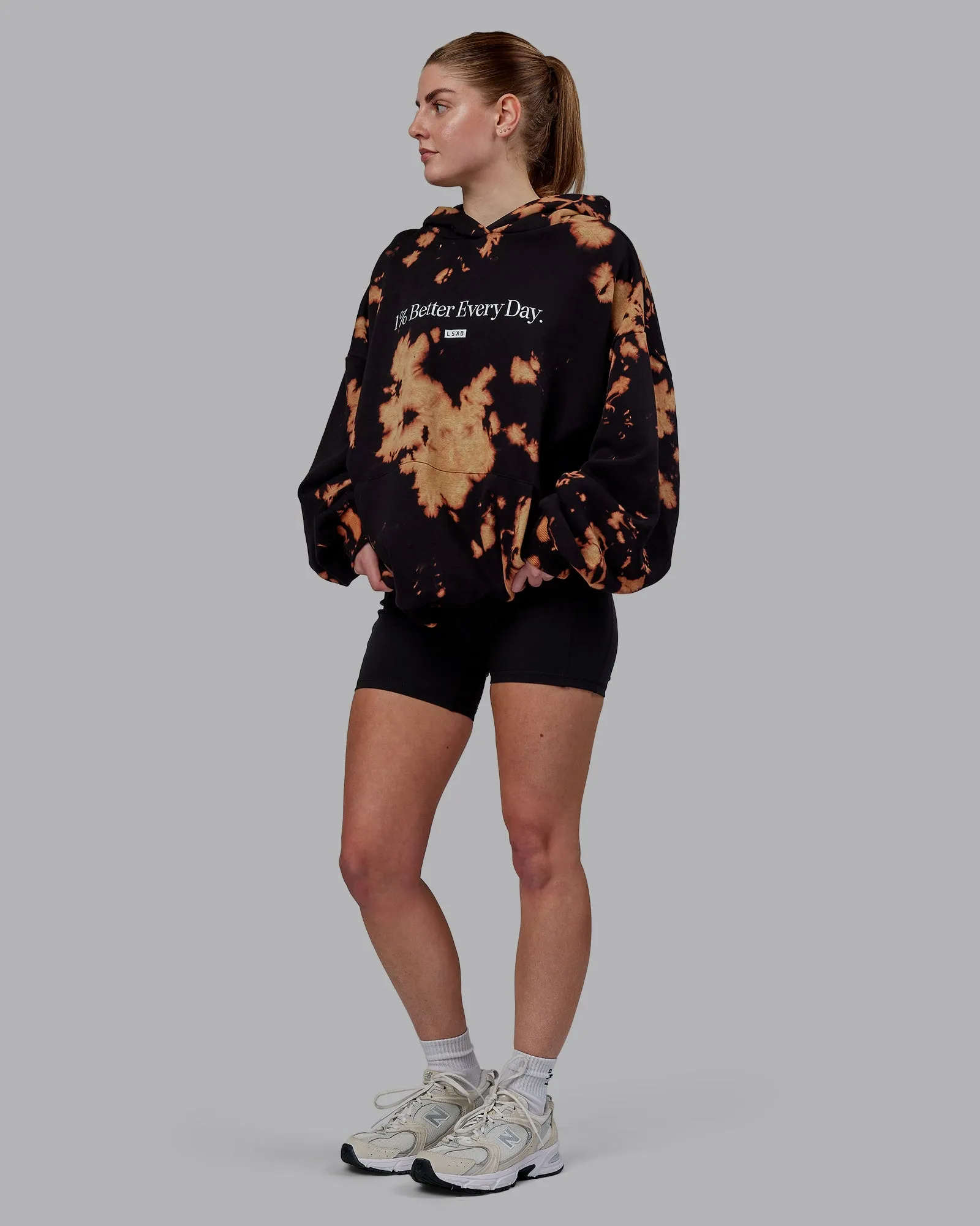 Unisex 1% Better Hoodie Oversize - Black-Bleach Tie Dye