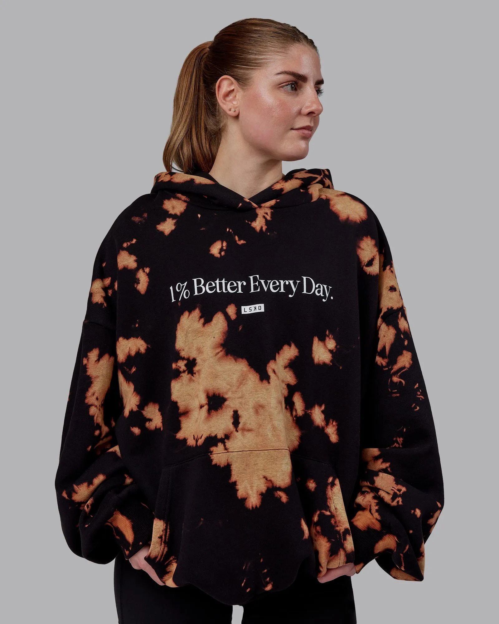 Unisex 1% Better Hoodie Oversize - Black-Bleach Tie Dye