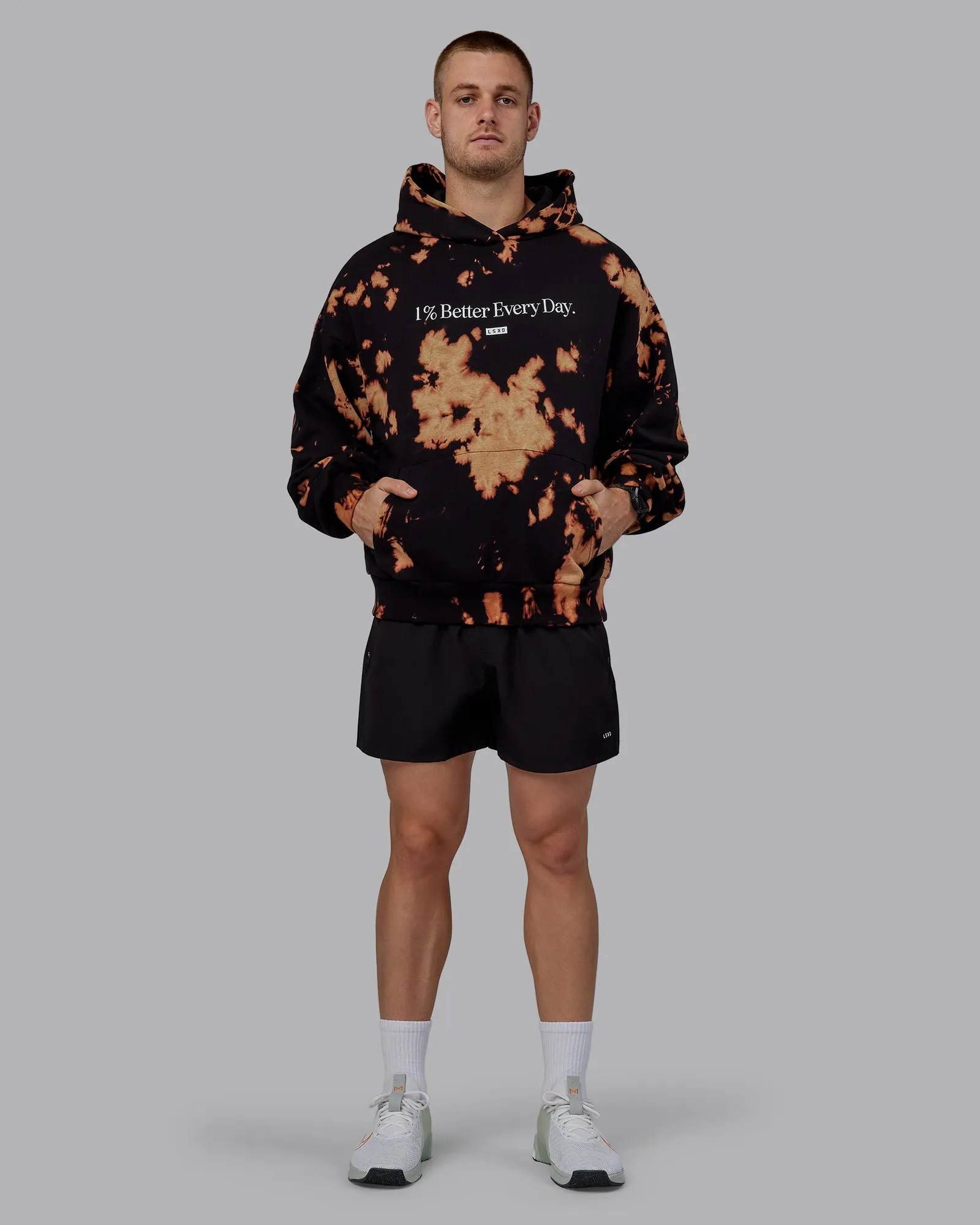 Unisex 1% Better Hoodie Oversize - Black-Bleach Tie Dye