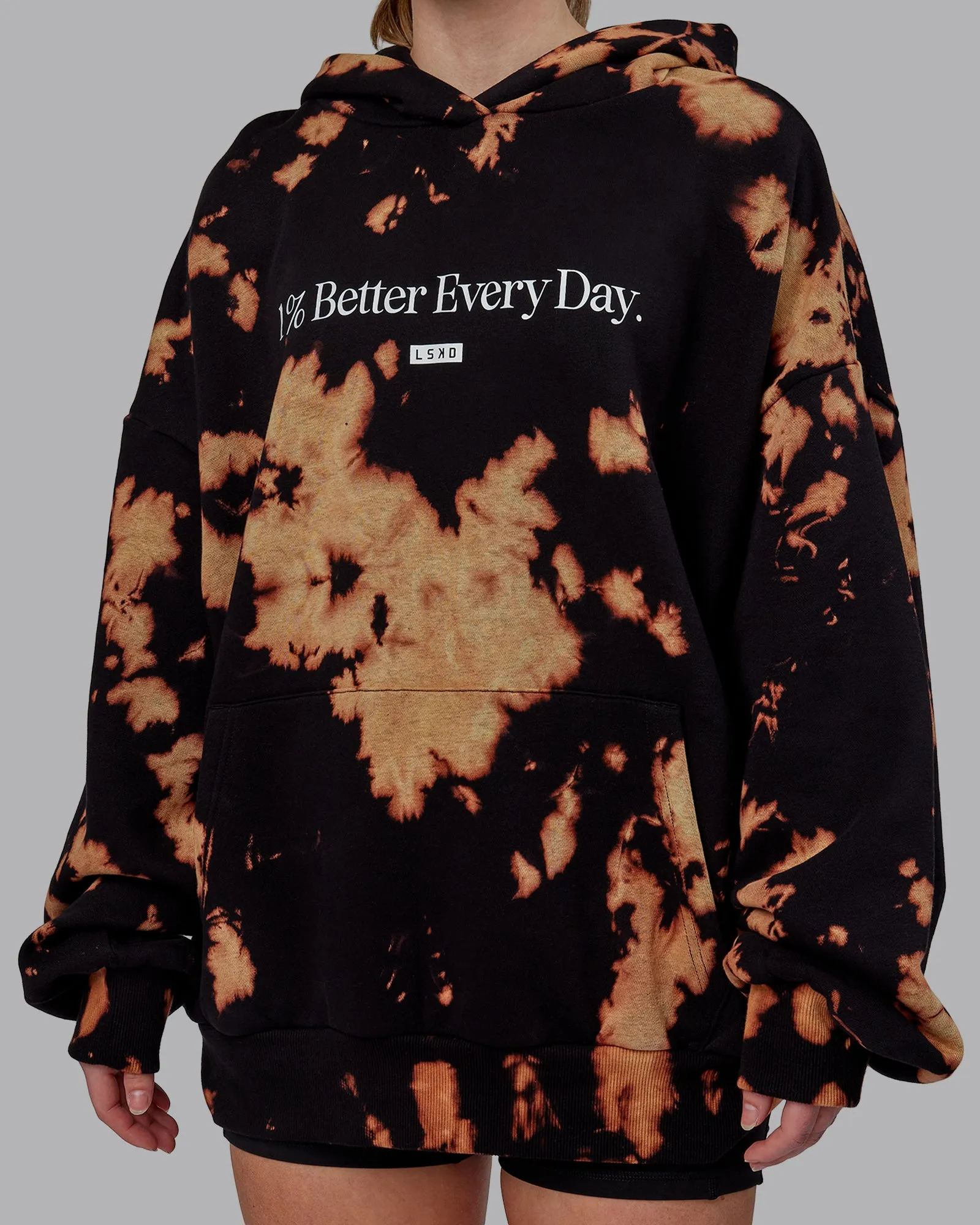 Unisex 1% Better Hoodie Oversize - Black-Bleach Tie Dye