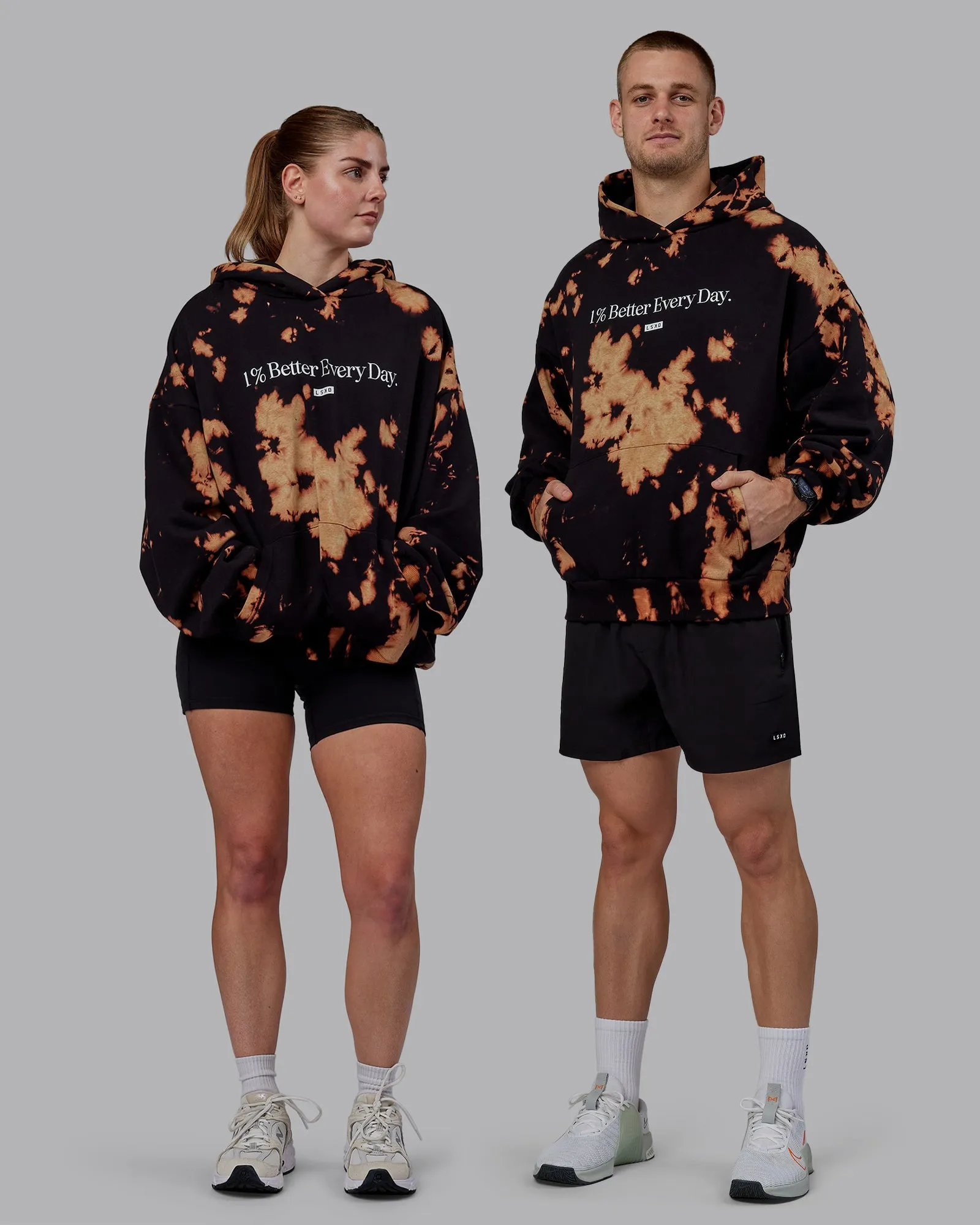 Unisex 1% Better Hoodie Oversize - Black-Bleach Tie Dye